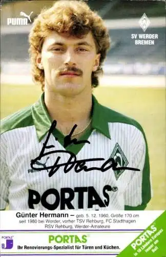 Ak Fußball, Günter Hermann, Werder Bremen, Autogramm