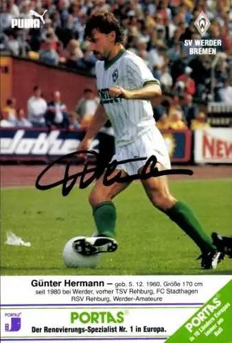 Ak Fußball, Günter Hermann, Werder Bremen, Autogramm