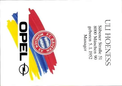 Autogrammkarte Fußball, Uli Hoeneß, Bayern München, Autogramm