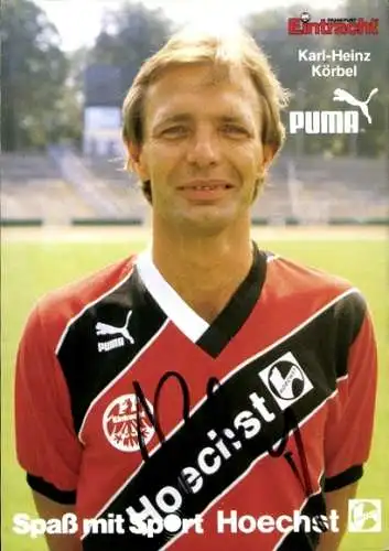 Autogrammkarte Fußball, Karlheinz Körbel, Eintracht Frankfurt, Autogramm