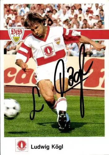 Autogrammkarte Fußball, Ludwig Kögl, VfB Stuttgart, Autogramm