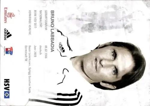 Autogrammkarte Fußball, Bruno Labbadia, Hamburger SV, Autogramm