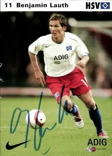 Autogrammkarte Fußball, Benjamin Lauth, Hamburger SV, Autogramm