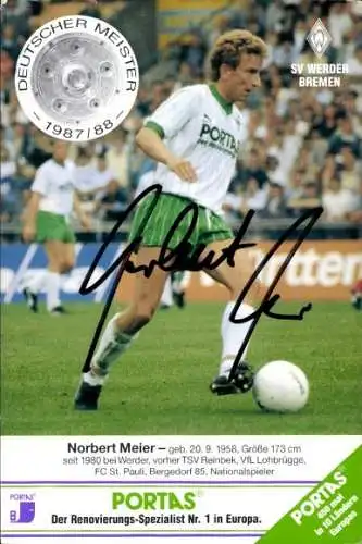 Ak Fußball, Norbert Meier, Werder Bremen, Autogramm