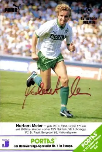 Ak Fußball, Norbert Meier, Werder Bremen, Autogramm