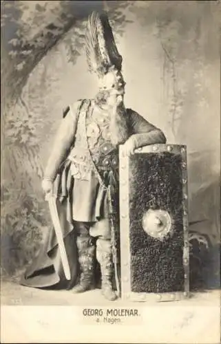 Ak Schauspieler Georg Molenar, Portrait, Kostüm, Schwert