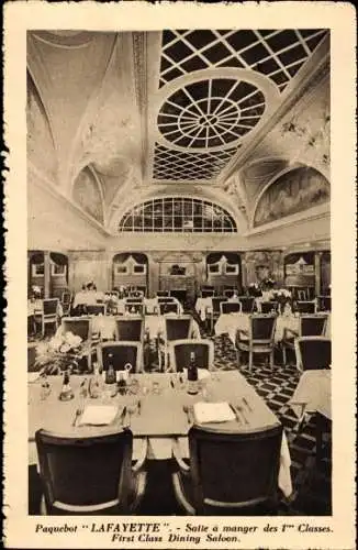 Ak Paquebot Lafayette, CGT French Line, Speisesaal der 1. Klasse