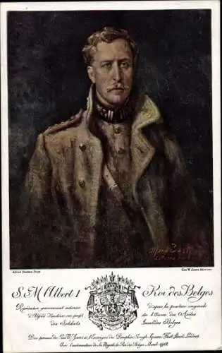 Künstler Ak König Albert I. von Belgien, Portrait