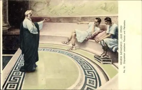 Künstler Ak Stachiewicz, Piotr, Henryk Sienkiewicz, Quo Vadis, Disputation zw. Paulus u. Petronius