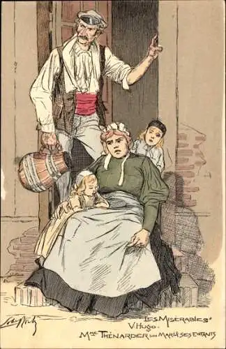 Künstler Ak Lobel Riche, Les Miserables, Victor Hugo, Familie