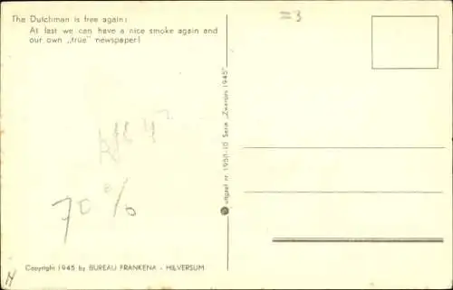 Künstler Ak Steen, The Dutchman ist wieder frei, endlich können wir wieder schön rauchen