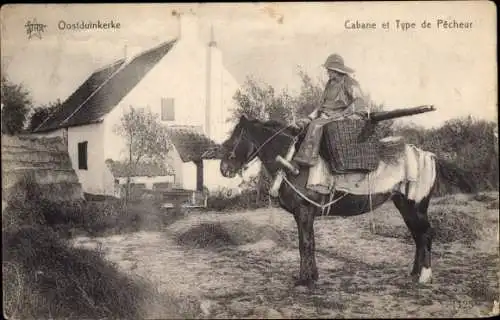 Ak Oostduinkerke Koksijde Westflandern, Hütte, Fischertyp