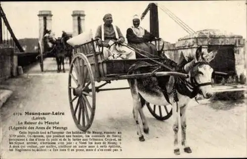 Ak Meung sur Loire Loiret, Die Rückkehr des Marktes, Legende der Esel von Meung