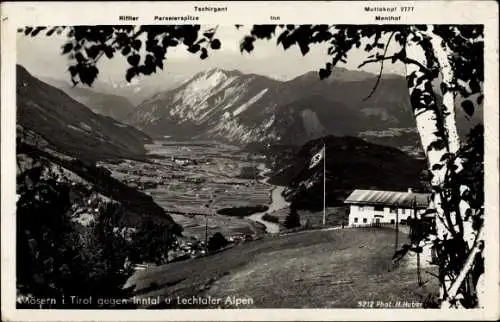 Ak Mösern Telfs in Tirol, Panorama gegen Inntal und Lechtaler Alpen