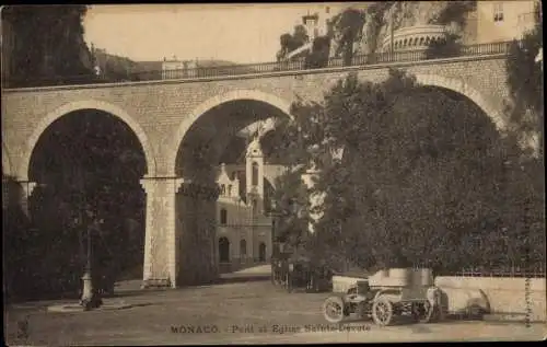 Ak Monaco, Brücke und Kirche Sainte-Dévote