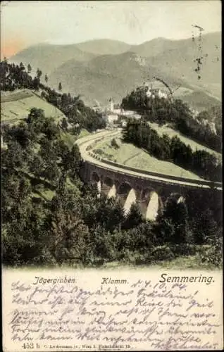 Ak Semmering in Niederösterreich, Jägergraben, Klamm