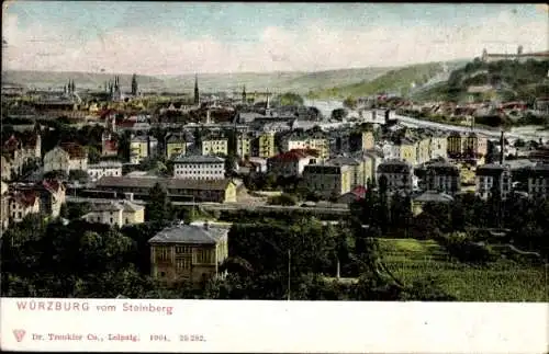 Ak Würzburg am Main Unterfranken, Totalansicht, Blick vom Steinberg
