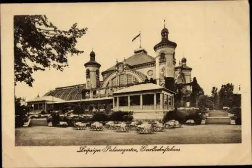 Ak Leipzig in Sachsen, Palmengarten, Gesellschaftshaus, Flagge