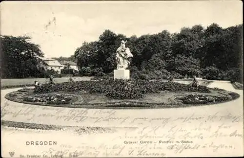 Ak Dresden Altstadt, Großer Garten, Statue