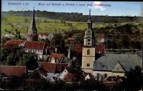 Ak Erbach im Odenwald Hessen, Schloss, Kirche, Schöllenberg