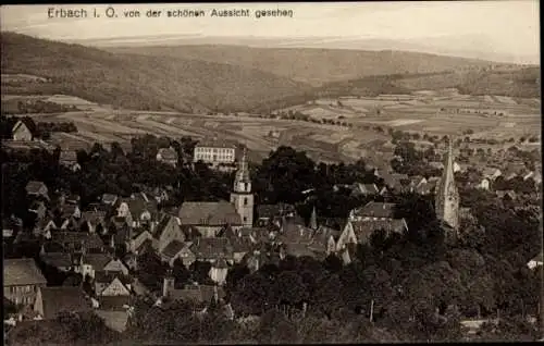 Ak Erbach im Odenwald Hessen, von der schönen Aussicht gesehen, Panorama