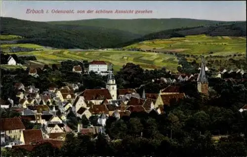 Ak Erbach im Odenwald Hessen, von der schönen Aussicht gesehen, Panorama