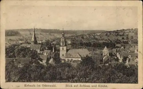 Ak Erbach im Odenwald Hessen, Schloss, Kirche