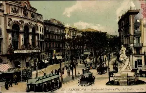 Ak Barcelona Katalonien, Rambla del Centre und Plaza del Teatro