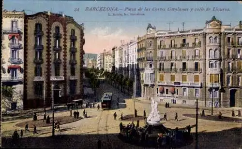 Ak Barcelona Katalonien Spanien, Blick auf den Platz