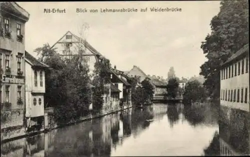 Ak Erfurt in Thüringen, Blick von Lehmannsbrücke auf Weidenbrücke