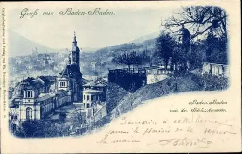 Ak Baden Baden Schwarzwald, Blick von der Schlossterrasse