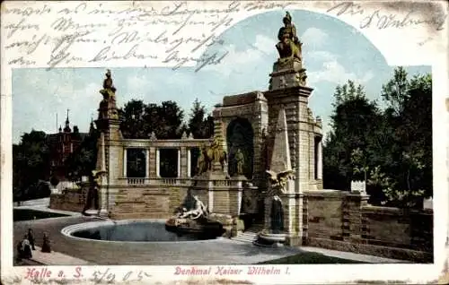 Ak Halle an der Saale, Denkmal Kaiser Wilhelm I