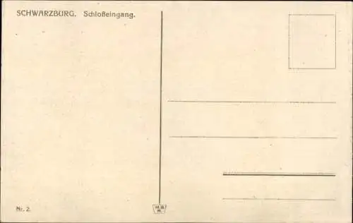 Ak Schwarzburg, Blick auf die Schwarzburg, Schlosseingang, Bäume, Passanten, Tor