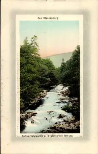 Ak Bad Blankenburg in Thüringen, Schwarzatal an der steinernen Brücke