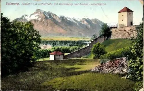 Ak Salzburg in Österreich, Aussicht von der Richterhöhe mit Untersberg, Schloss Leopoldskron