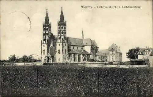 Ak Worms am Rhein, Liebfrauenkirche und Liebfrauenberg