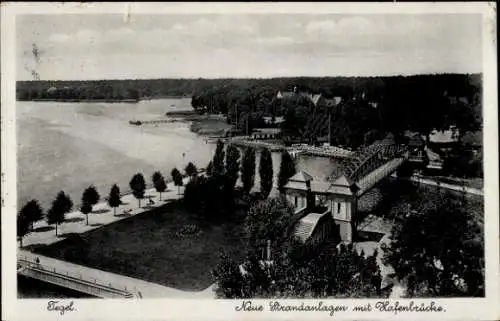 Ak Berlin Reinickendorf Tegel, Hafenbrücke, Neue Strandanlagen, Strandschloss