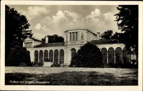 Ak Putbus auf der Insel Rügen, Blick auf Orangerie, Vorderansicht