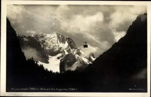 Ak Garmisch Partenkirchen in Oberbayern, Kreuzeckbahn, Zugspitze