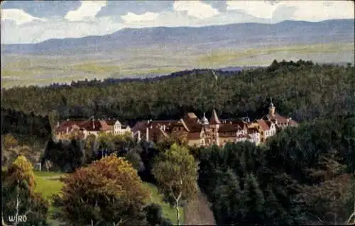 Künstler Ak Königsfeld im Schwarzwald, Ortschaft mit Landschaft