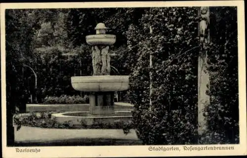 Ak Karlsruhe in Baden, Stadtgarten, Rosengartenbrunnen
