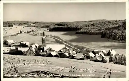 Ak Schönwald im Schwarzwald Baden Württemberg, Blick auf den Ort im Winter