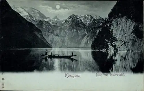 Ak Königsee Königssee Oberbayern, Boot, Berge