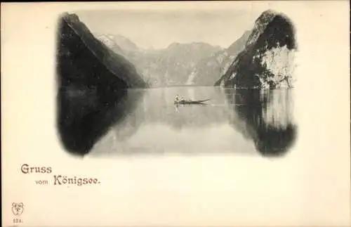 Ak Königsee Königssee Oberbayern, Boot, Berge