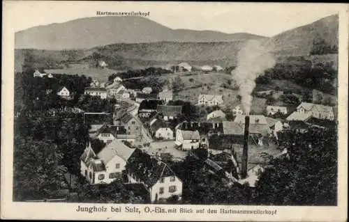 Ak Jungholtz Jungholz Elsass Haut Rhin, Blick auf Ortschaft mit Hartmannsweilerkopf