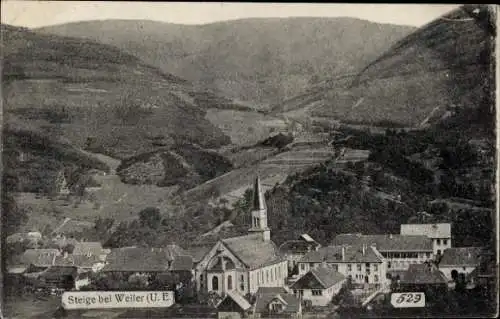 Ak Steige bei Weiler Elsass Bas Rhin, Teilansicht mit Kirche