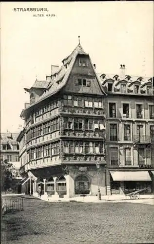 Ak Strasbourg Straßburg Elsass Bas Rhin, Blick auf altes Haus
