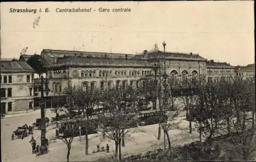 Ak Strasbourg Straßburg Elsass Bas Rhin, Zentralbahnhof
