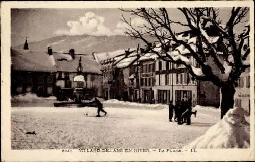 Ak Villard de Lans Isère, La Place, Winter