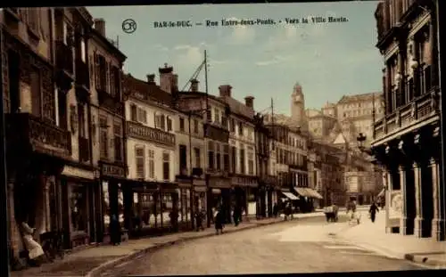 Ak Bar le Duc Meuse, Rue Entre-deux-Ponts, Vers la Ville Haute
